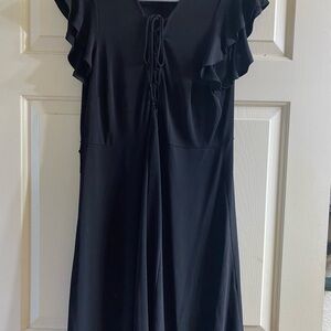 Forever 21 Black Midi Dress with Ruffle Sleeves